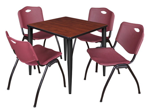 Regency Kahlo 30 in. Square Breakroom Table Top Black Base & 4 M Stack Chairs