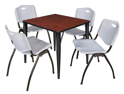Regency Kahlo 30 in. Square Breakroom Table Top Black Base & 4 M Stack Chairs