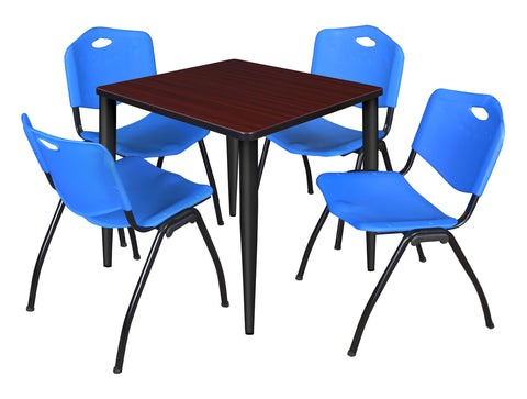 Regency Kahlo 30 in. Square Breakroom Table Top Black Base & 4 M Stack Chairs