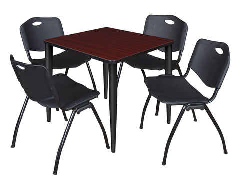 Regency Kahlo 30 in. Square Breakroom Table Top Black Base & 4 M Stack Chairs