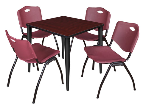 Regency Kahlo 30 in. Square Breakroom Table Top Black Base & 4 M Stack Chairs