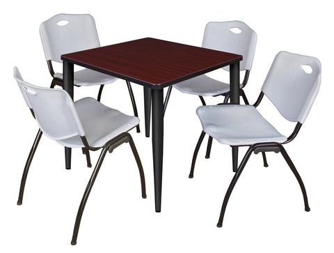 Regency Kahlo 30 in. Square Breakroom Table Top Black Base & 4 M Stack Chairs