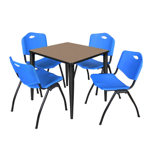 Regency Kahlo 30 in. Square Breakroom Table Top Black Base & 4 M Stack Chairs