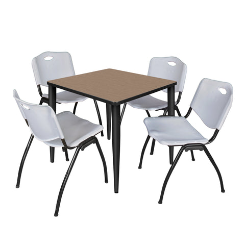Regency Kahlo 30 in. Square Breakroom Table Top Black Base & 4 M Stack Chairs