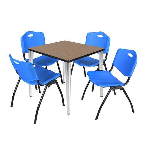 Regency Kahlo 30 in. Square Breakroom Table Top Black Base & 4 M Stack Chairs