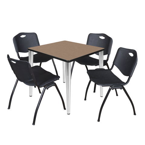Regency Kahlo 30 in. Square Breakroom Table Top Black Base & 4 M Stack Chairs