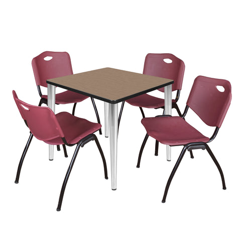 Regency Kahlo 30 in. Square Breakroom Table Top Black Base & 4 M Stack Chairs