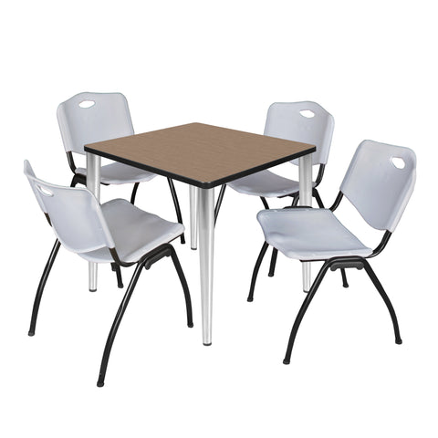 Regency Kahlo 30 in. Square Breakroom Table Top Black Base & 4 M Stack Chairs