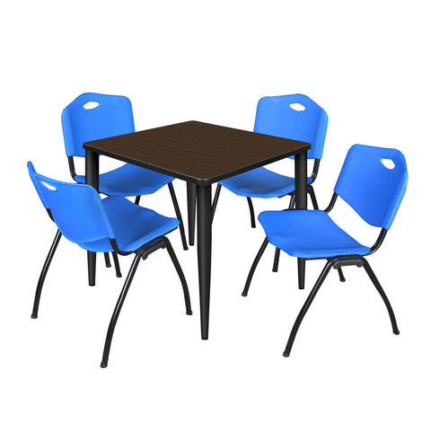 Regency Kahlo 30 in. Square Breakroom Table Top Black Base & 4 M Stack Chairs