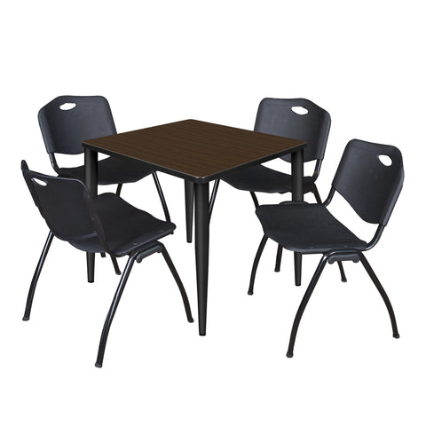 Regency Kahlo 30 in. Square Breakroom Table Top Black Base & 4 M Stack Chairs