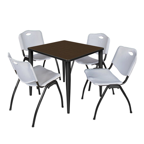Regency Kahlo 30 in. Square Breakroom Table Top Black Base & 4 M Stack Chairs