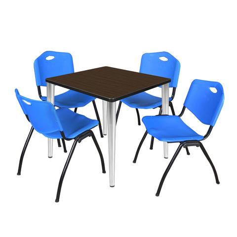 Regency Kahlo 30 in. Square Breakroom Table Top Black Base & 4 M Stack Chairs