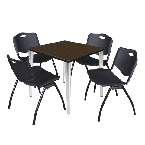 Regency Kahlo 30 in. Square Breakroom Table Top Black Base & 4 M Stack Chairs