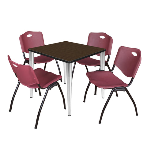 Regency Kahlo 30 in. Square Breakroom Table Top Black Base & 4 M Stack Chairs