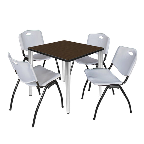 Regency Kahlo 30 in. Square Breakroom Table Top Black Base & 4 M Stack Chairs