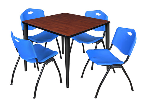 Regency Kahlo 30 in. Square Breakroom Table Top Black Base & 4 M Stack Chairs