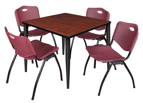 Regency Kahlo 30 in. Square Breakroom Table Top Black Base & 4 M Stack Chairs