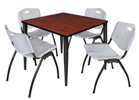 Regency Kahlo 30 in. Square Breakroom Table Top Black Base & 4 M Stack Chairs
