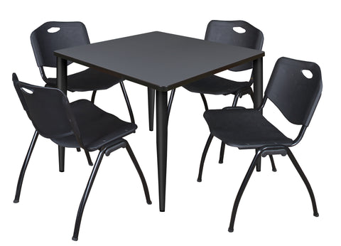 Regency Kahlo 30 in. Square Breakroom Table Top Black Base & 4 M Stack Chairs