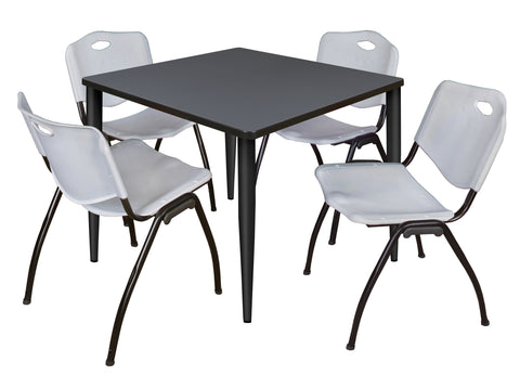 Regency Kahlo 30 in. Square Breakroom Table Top Black Base & 4 M Stack Chairs