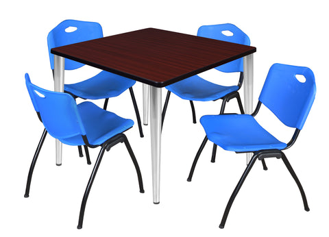 Regency Kahlo 30 in. Square Breakroom Table Top Black Base & 4 M Stack Chairs