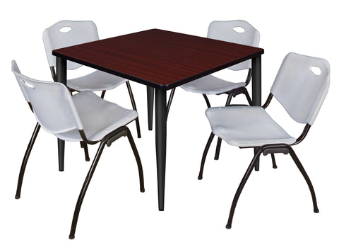 Regency Kahlo 30 in. Square Breakroom Table Top Black Base & 4 M Stack Chairs