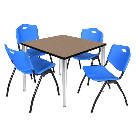 Regency Kahlo 30 in. Square Breakroom Table Top Black Base & 4 M Stack Chairs
