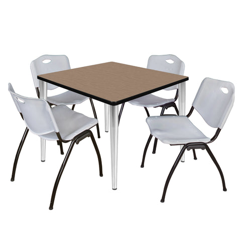 Regency Kahlo 30 in. Square Breakroom Table Top Black Base & 4 M Stack Chairs