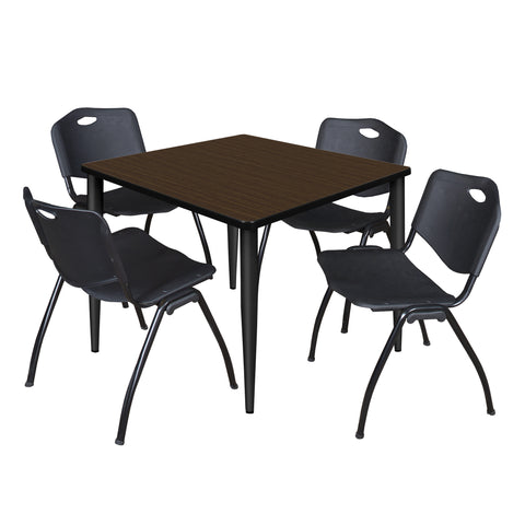 Regency Kahlo 30 in. Square Breakroom Table Top Black Base & 4 M Stack Chairs