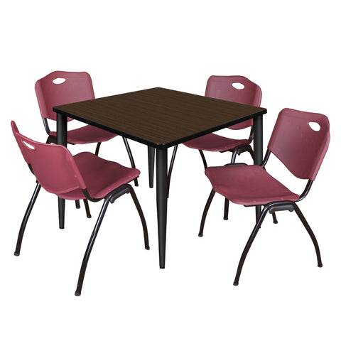Regency Kahlo 30 in. Square Breakroom Table Top Black Base & 4 M Stack Chairs