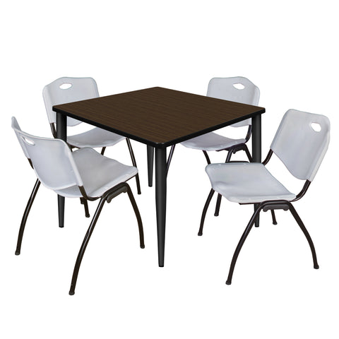 Regency Kahlo 30 in. Square Breakroom Table Top Black Base & 4 M Stack Chairs