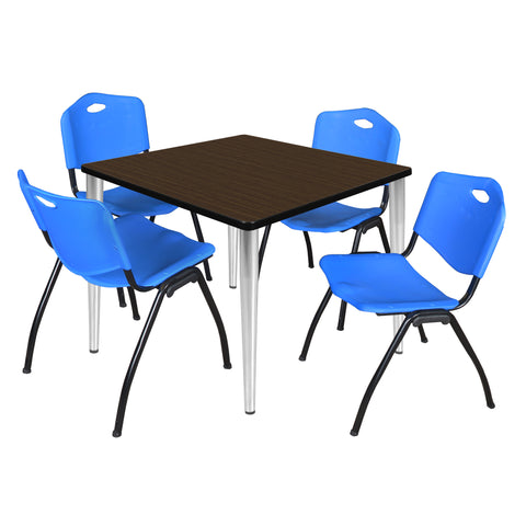 Regency Kahlo 30 in. Square Breakroom Table Top Black Base & 4 M Stack Chairs