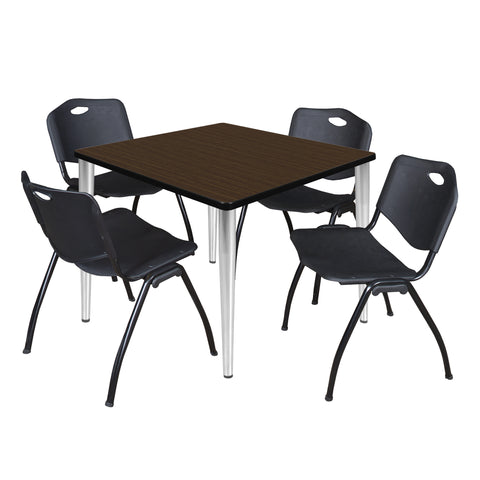 Regency Kahlo 30 in. Square Breakroom Table Top Black Base & 4 M Stack Chairs