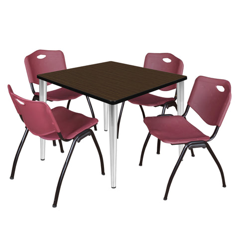 Neo Walnut / Chrome / Burgundy / 36 x 36 Square