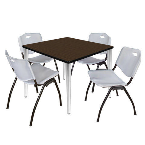 Regency Kahlo 30 in. Square Breakroom Table Top Black Base & 4 M Stack Chairs