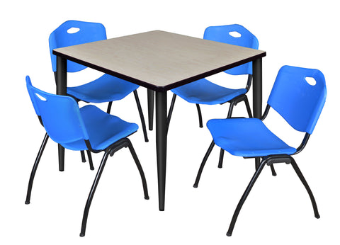 Regency Kahlo 30 in. Square Breakroom Table Top Black Base & 4 M Stack Chairs