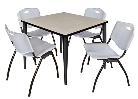 Regency Kahlo 30 in. Square Breakroom Table Top Black Base & 4 M Stack Chairs