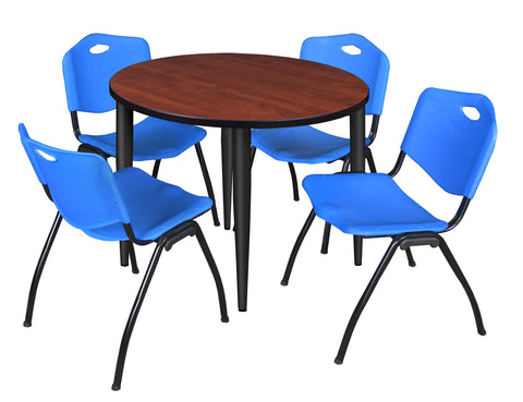 Regency Kahlo 30 in. Square Breakroom Table Top Black Base & 4 M Stack Chairs