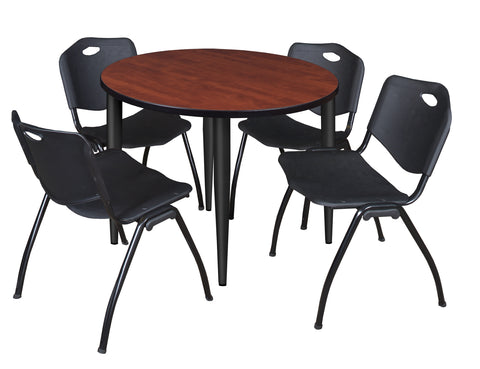 Regency Kahlo 30 in. Square Breakroom Table Top Black Base & 4 M Stack Chairs