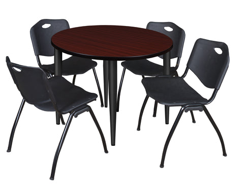 Regency Kahlo 30 in. Square Breakroom Table Top Black Base & 4 M Stack Chairs