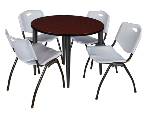 Regency Kahlo 30 in. Square Breakroom Table Top Black Base & 4 M Stack Chairs