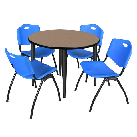 Regency Kahlo 30 in. Square Breakroom Table Top Black Base & 4 M Stack Chairs