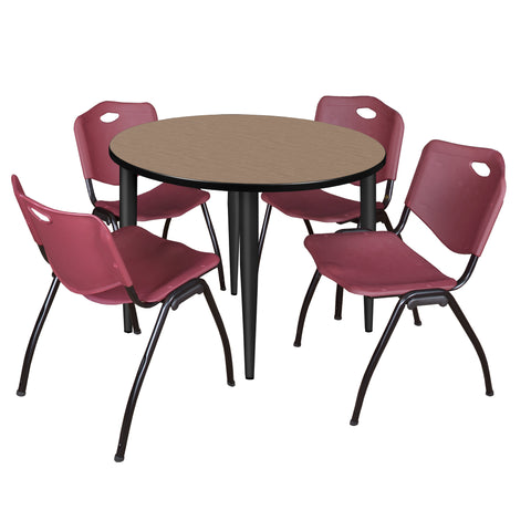 Regency Kahlo 30 in. Square Breakroom Table Top Black Base & 4 M Stack Chairs
