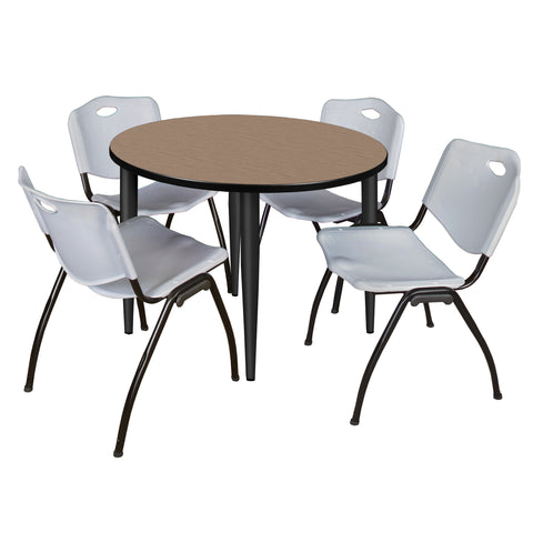 Regency Kahlo 30 in. Square Breakroom Table Top Black Base & 4 M Stack Chairs