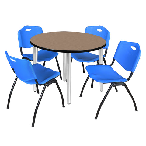 Regency Kahlo 30 in. Square Breakroom Table Top Black Base & 4 M Stack Chairs