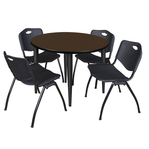 Regency Kahlo 30 in. Square Breakroom Table Top Black Base & 4 M Stack Chairs