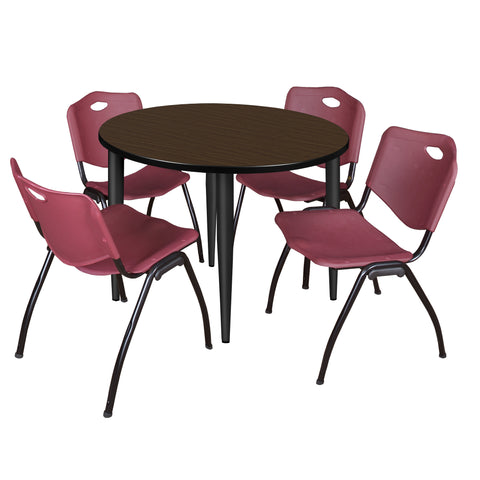 Regency Kahlo 30 in. Square Breakroom Table Top Black Base & 4 M Stack Chairs
