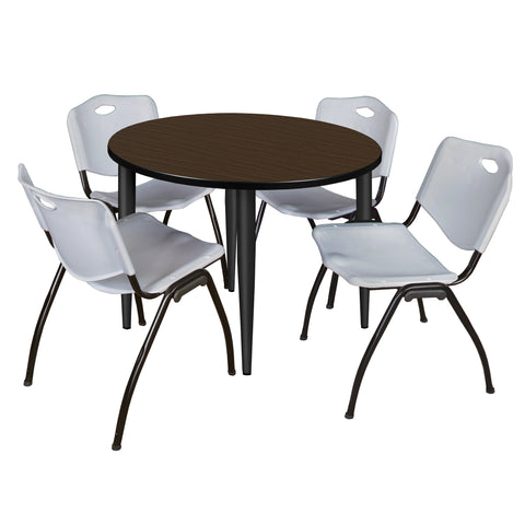 Regency Kahlo 30 in. Square Breakroom Table Top Black Base & 4 M Stack Chairs