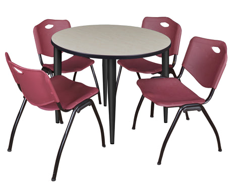 Regency Kahlo 30 in. Square Breakroom Table Top Black Base & 4 M Stack Chairs