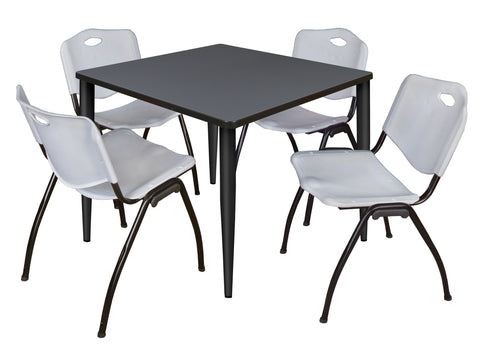 Regency Kahlo 30 in. Square Breakroom Table Top Black Base & 4 M Stack Chairs
